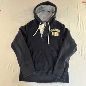 VTG 90 Y2K Abercrombie & Fitch Mens Navy Muscle Embroidered Hoodie Sz Small